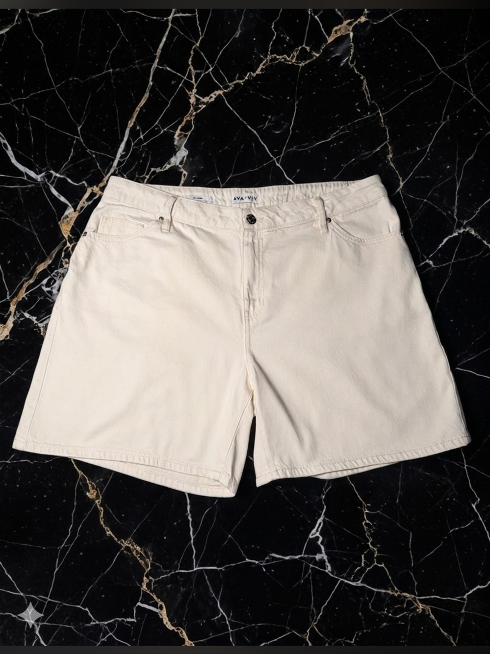 Ava & Viv Cream High Rise Denim Shorts Plus Size 17 Target Exclusive Minimalist